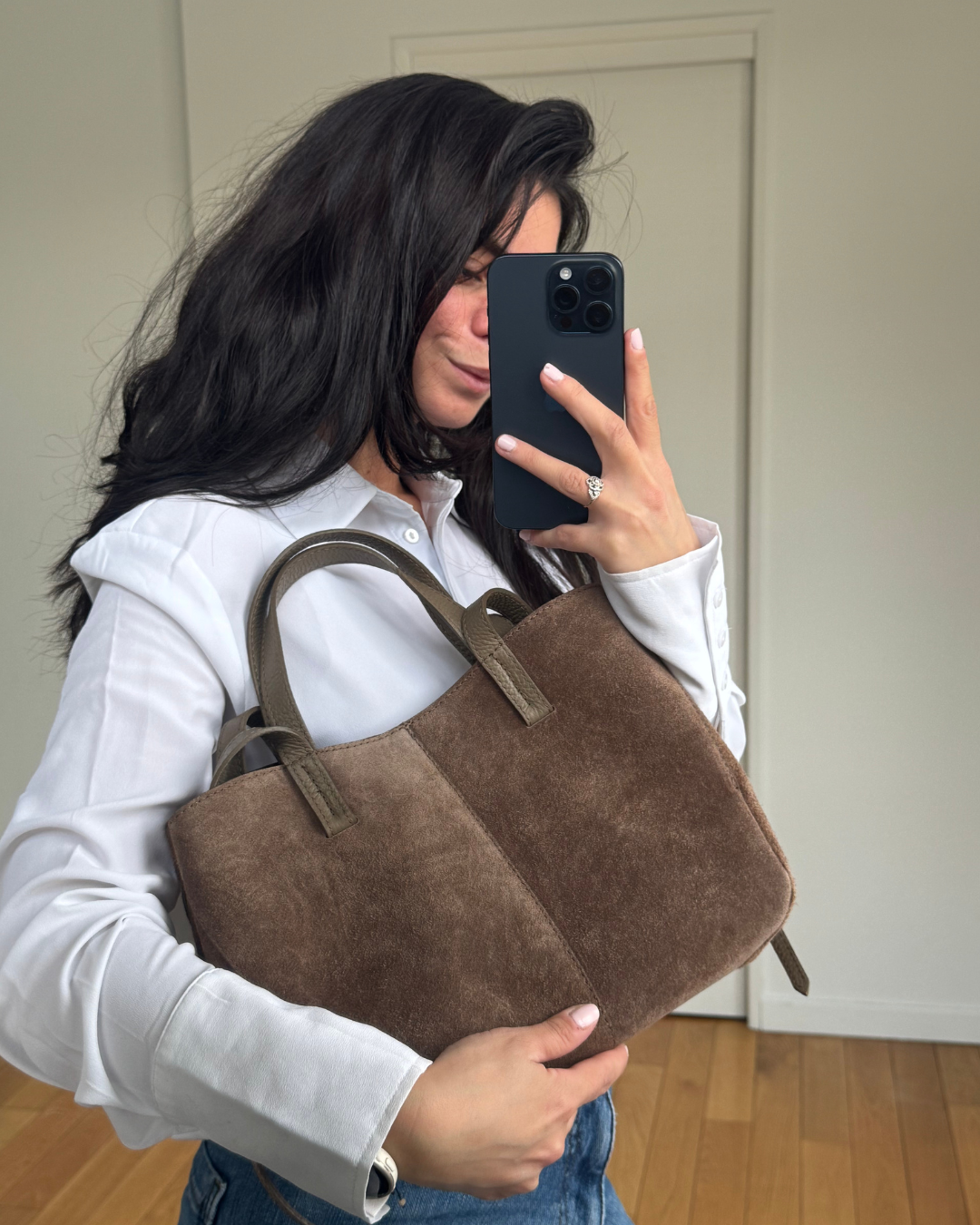 Sac en cuir taupe