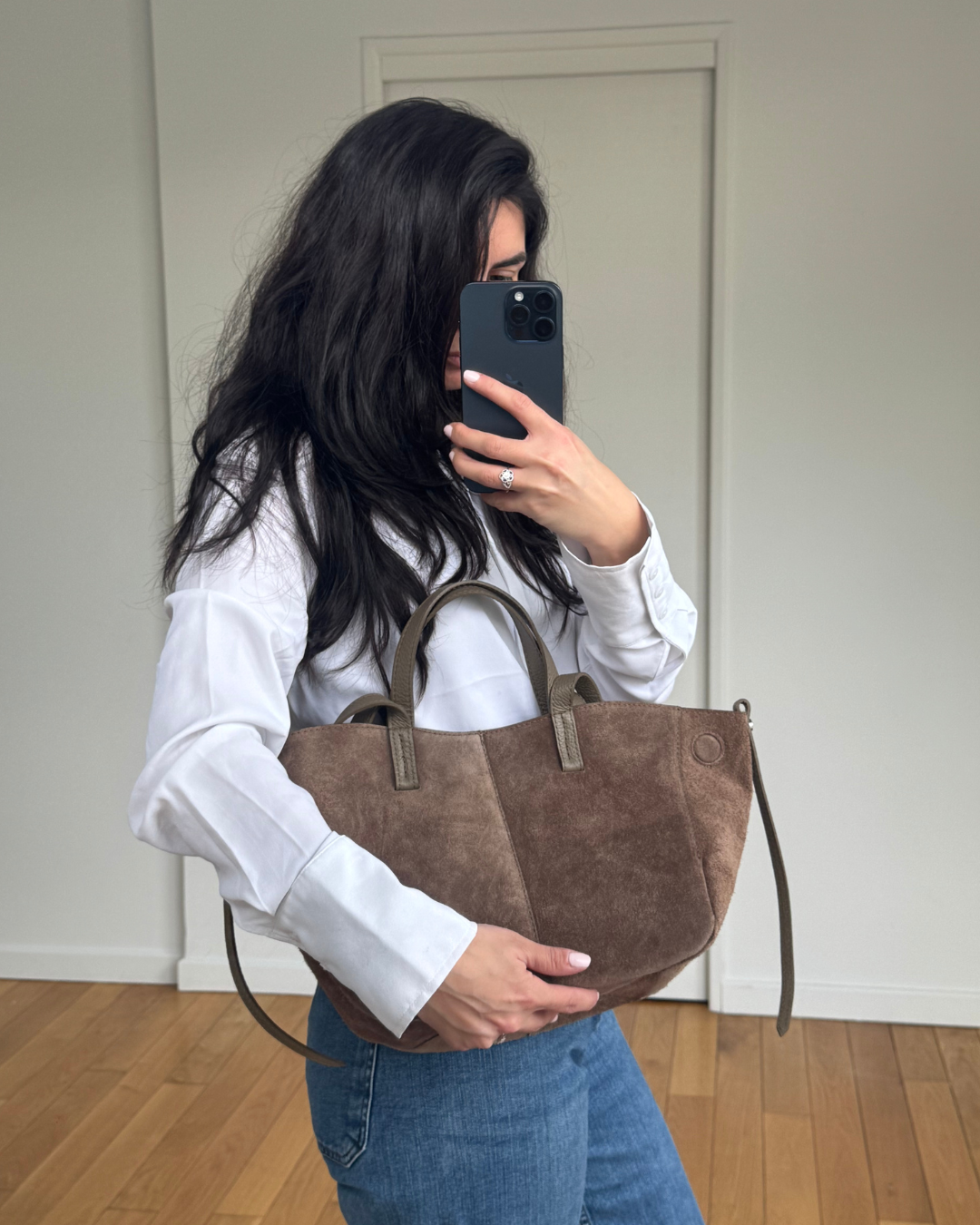Sac en cuir taupe